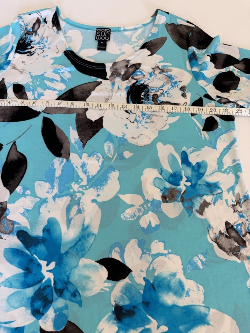 Clara Sunwoo Blue Floral Ruffle-Sleeve Women's Tunic Top Size XL - Picture 7 of 7